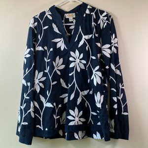 Talbots Women's Slightly Sheer Split Neck Popover Blouse, Size 12